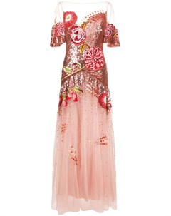 Вечернее платье из тюля с цветочной вышивкой и пайетками Temperley london