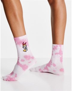 Розовые носки с принтом тай дай x Powerpuff Girls Blossom Skinnydip