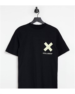 Черная футболка с принтом логотипа Unisex Collusion