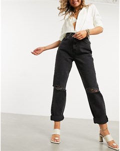 Черные джинсы в винтажном стиле с рваной отделкой Asos design