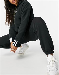 Черные oversized джоггеры с манжетами Cozy Comfort Adidas originals