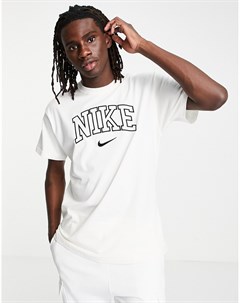 Кремовая плотная футболка в стиле oversized с логотипом Retro Nike