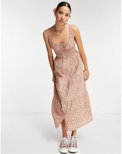 Платье макси с присборенной талией и цветочным принтом в винтажном стиле Emory park