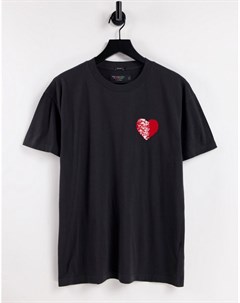 Черная футболка с отделанным пайетками сердечком Pride Abercrombie & fitch
