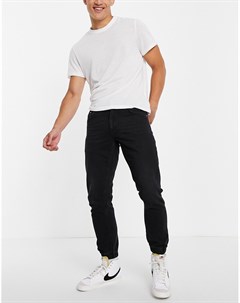 Черные выбеленные джинсы узкого кроя из легкого денима с эластичным краем Asos design