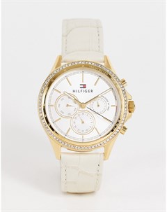 Женские часы с белым кожаным ремешком Ari Tommy hilfiger