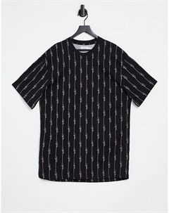 Черная футболка в тонкую полоску в стиле casual с короткими рукавами Topman