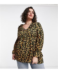 Блузка с оборками и желтым цветочным принтом Topshop Yours