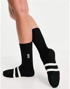 Черно белые носки в полоску с логотипом Les girls les boys