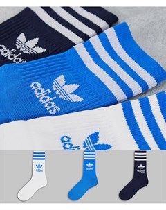 Набор из 3 пар синих носков средней длины с фирменным логотипом трилистником adicolor Adidas originals