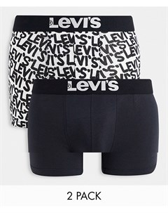 Набор из 2 боксеров брифов черного и белого цвета со сплошным принтом логотипа Levi's®
