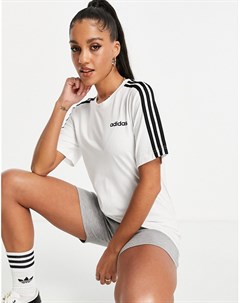 Белая футболка с тремя полосками Adidas originals