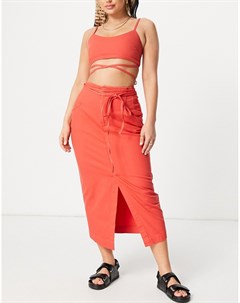 Красная джинсовая юбка миди с завязками от комплекта ASOS DESIGN Asos tall