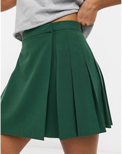 Зеленая плиссированная мини юбка Asos design
