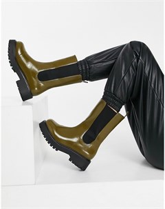 Коричневые ботинки из искусственной кожи на массивной подошве Maddie Monki