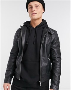 Черная куртка из натуральной кожи Asos design
