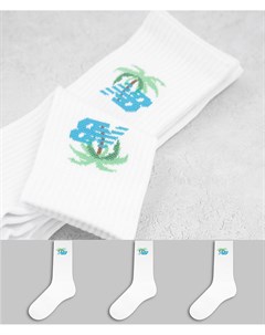Набор из 3 пар белых носков с пальмами New balance