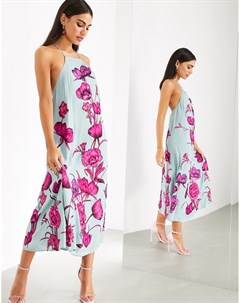 Платье трапеция макси с крупной цветочной вышивкой Asos edition