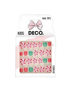 Набор детских накладных ногтей KIDS самоклеящиеся candy 24 шт Deco