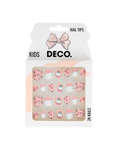 Набор детских накладных ногтей KIDS самоклеящиеся sweet 24 шт Deco