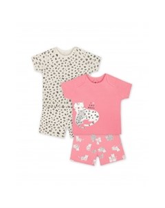 Пижамы Леопарды 2 шт серый розовый Mothercare