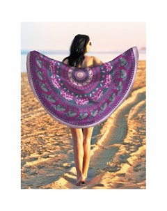 Парео и Пляжный коврик Фиолетовая мандала 150 см Joyarty