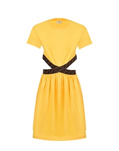 Желтое платье с прорезями на талии Fendi