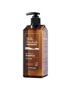 Бессульфатный и бессиликоновый шампунь sensitive shampoo white soap Milk baobab