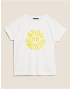 Льняная футболка с надписью Bring On Sunshine Marks Spencer Marks & spencer