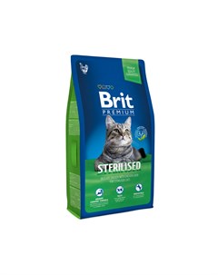 Корм premium Cat для стерилизованных кошек с курицей и куриной печенью 8 кг Brit*