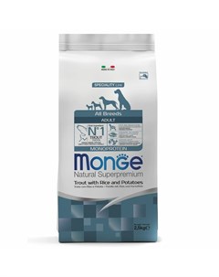 Dog Speciality Line Monoprotein полнорационный сухой корм для собак с форелью рисом и картофелем 2 5 Monge