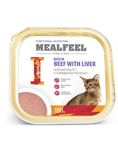 Functional Nutrition Влажный корм ламистер для домашних кошек нежный паштет с говядиной и печенью 10 Mealfeel
