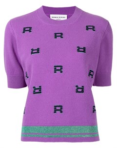 Пуловер вязки интарсия с короткими рукавами Sonia rykiel
