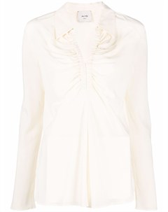 Шелковая блузка со сборками и V образным вырезом Alysi