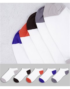 Набор из 5 пар летних спортивных носков белого цвета с отделкой в стиле колор блок Asos design