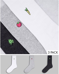 Набор из 3 пар спортивных носков с вышивками овощей Asos design