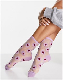 Сиреневые носки с цветочным узором Tinna Monki