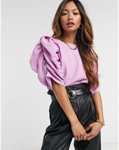 Блузка лавандового цвета с объемными рукавами Vero moda