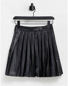 Черная юбка мини из искусственной кожи со складками Violet romance