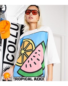 Платье футболка в стиле oversized с принтом фруктов Collusion