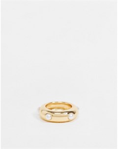 Золотистое кольцо с искусственным жемчугом Asos design