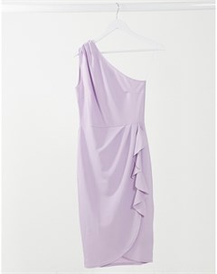 Фиолетовое платье футляр с рюшами на одно плечо Lipsy