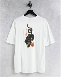 Мятная футболка в стиле oversized с принтом дракона на спинке Only & sons