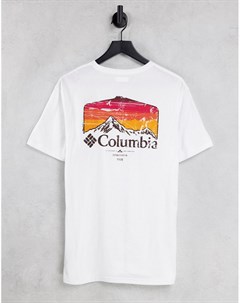 Белая футболка с графическим принтом на спине Pikewood Columbia