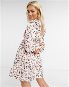 Свободное фактурное платье мини с цветочным принтом Asos design