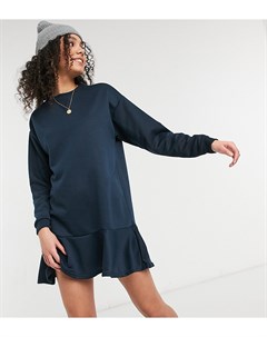 Темно синее платье свитшот в стиле oversized с оборкой по нижнему краю ASOS DESIGN Tall Asos tall