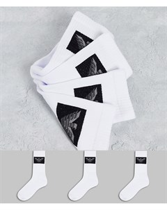 Набор из 3 белых носков с контрастным блочным логотипом Emporio armani bodywear