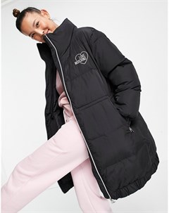 Черная стеганая куртка средней длины с логотипом спереди Love moschino