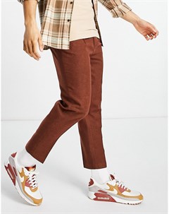 Суженные книзу строгие брюки рыжего цвета из ткани с добавлением шерсти Asos design