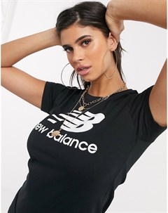 Черная футболка с большим логотипом New balance